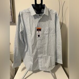 Johnston & Murphy Men's Long-Sleeve Button-Up Shirt - Light Blue Geo Print